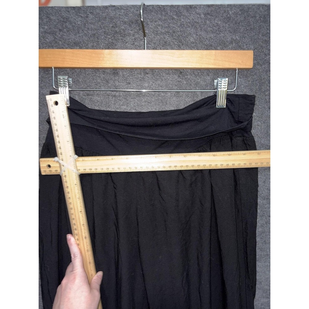 Baik Baik Honolulu Black Cropped Ruffle Bottom Pants Foldover Waist L / XL Rayon - Picture 5 of 8